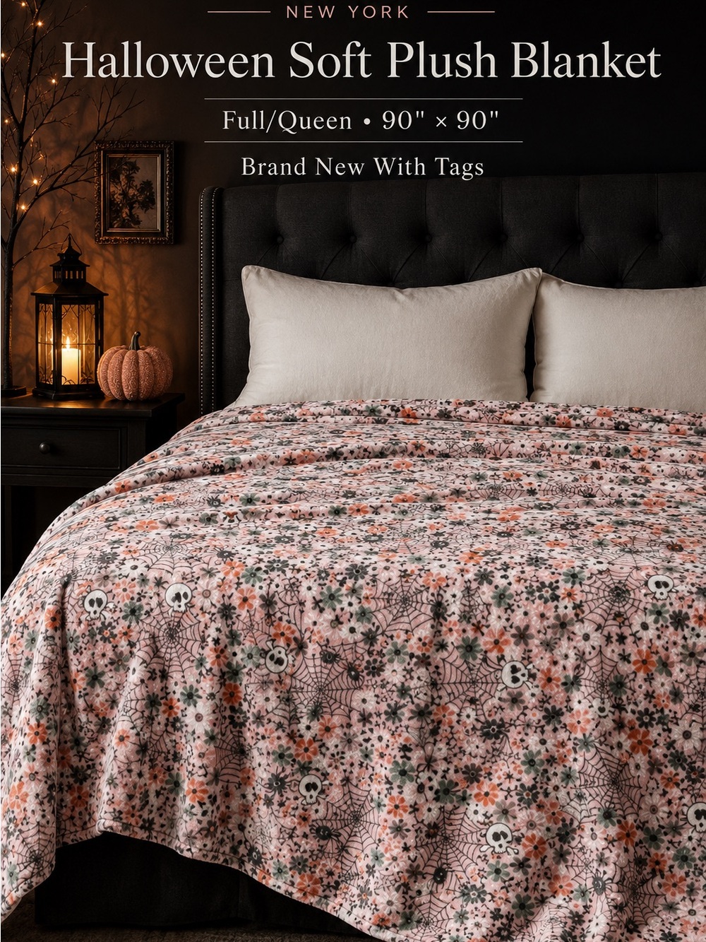 Cynthia Rowley Pink Floral & Spiderweb Plush Blanket